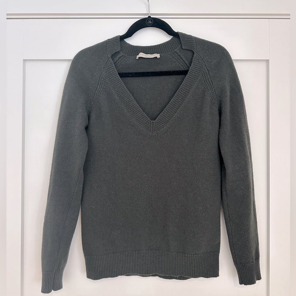 STELLA MCCARTNEY Forest green wool cashmere V neck sweater 40 Medium